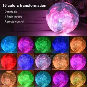 3D Printed Moon Lamp 16 Colors LED