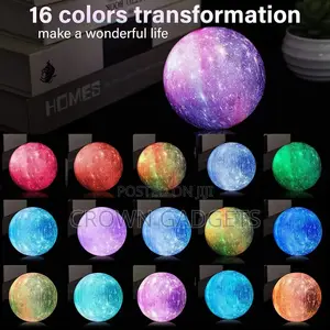 Creative 16 Colors LED 3D Printing Moon Light