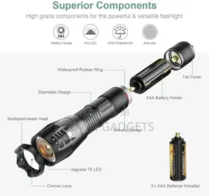 Portable Black T6 Tactical Military LED Flashlight