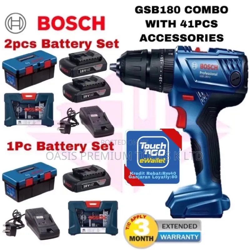 Cordless Drill Gsb 180-Li +23 Acc Bosch