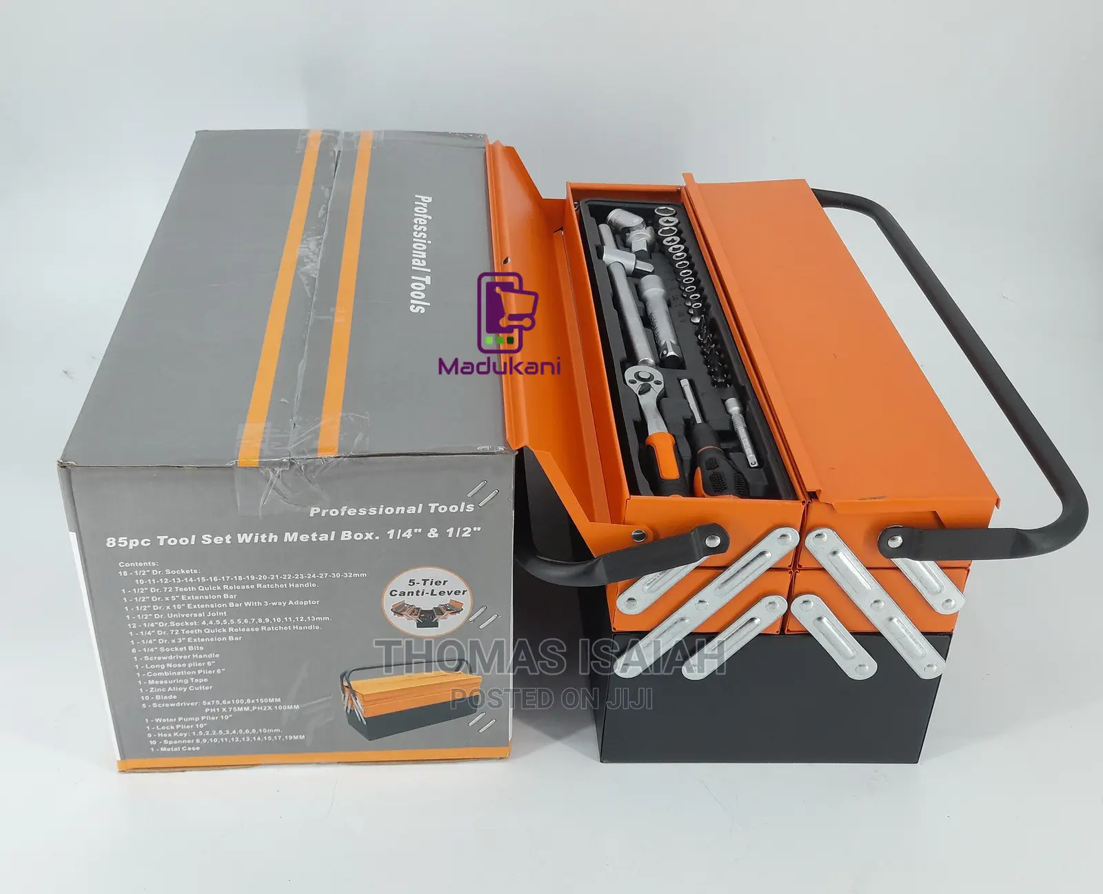 85pcs Complete Tool Set With Cantilever Metal Toolbox
