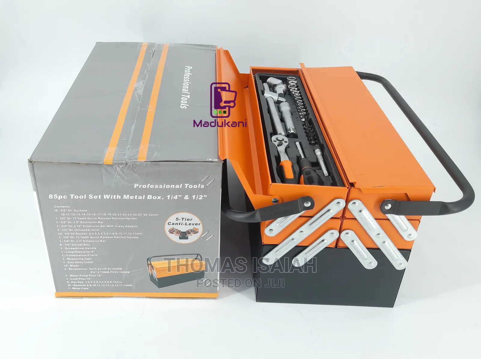 85pcs Complete Tool Set With Cantilever Metal Toolbox