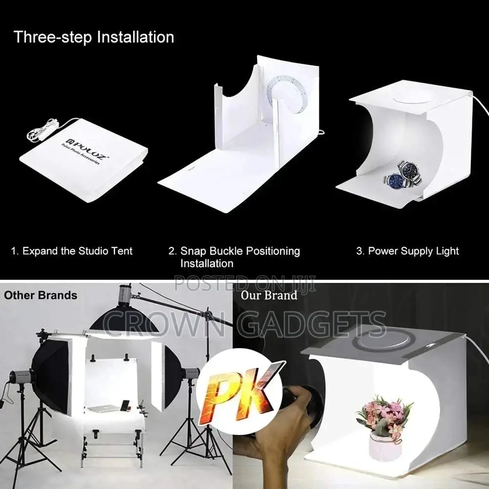 Folding Photo Studio Kit Box With LED Light 23cm
