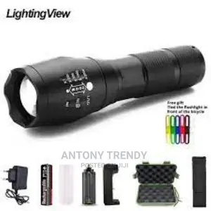 XML-T6 LED Flashlight Focus Torch Lamp Adjustable (Bla