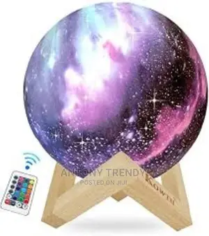 Galaxo 3D Moon Lamp (5.9 Inch) With Dark Wooden Stand, 16 LE