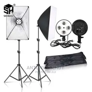 4 In1 E27 Lamp Holder Double Softbox Light Stand Photography