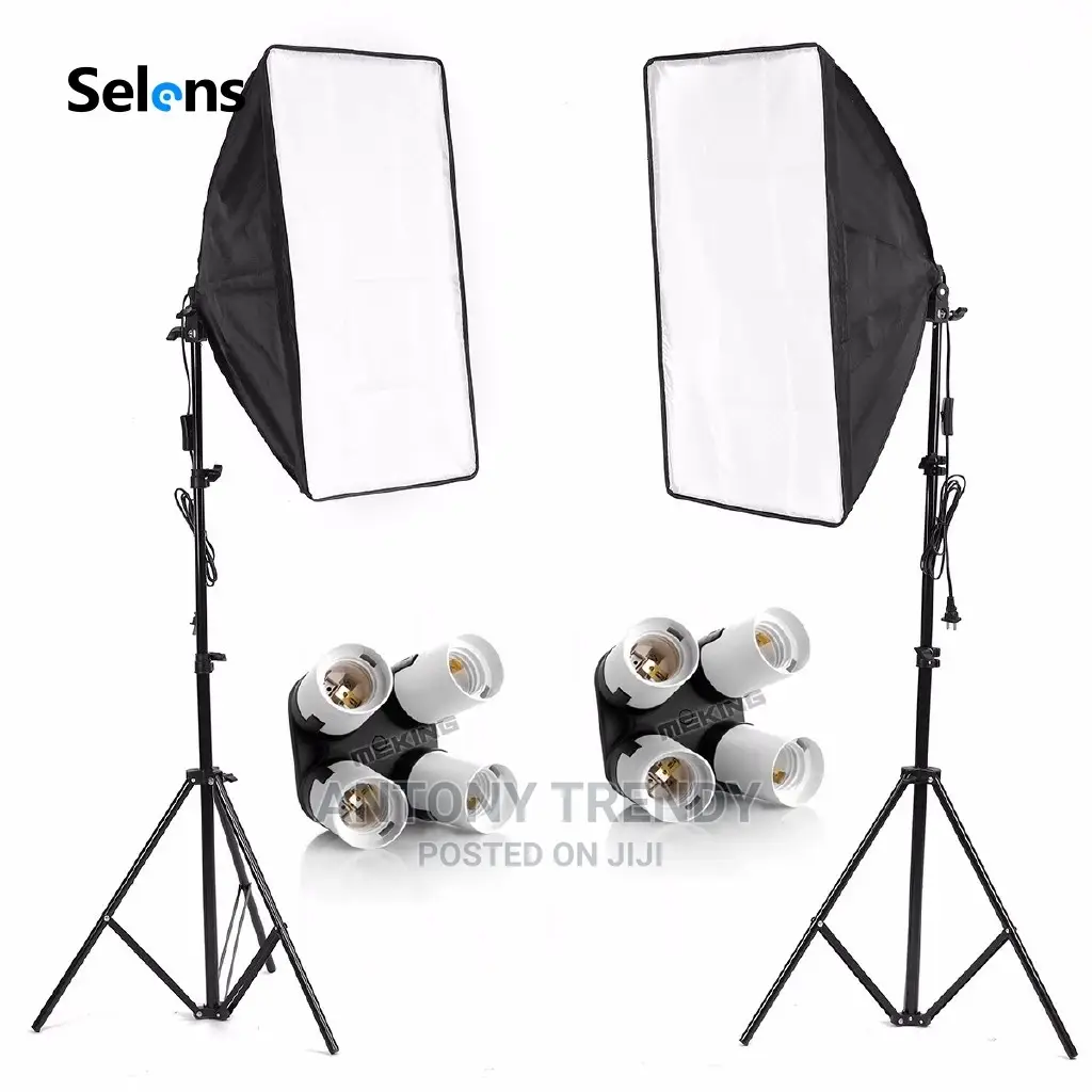Photo Softbox Studio Lighting Kit 4-Socket E27 Holder+Stand