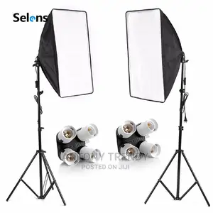 Photo Softbox Studio Lighting Kit 4-Socket E27 Holder+Stand