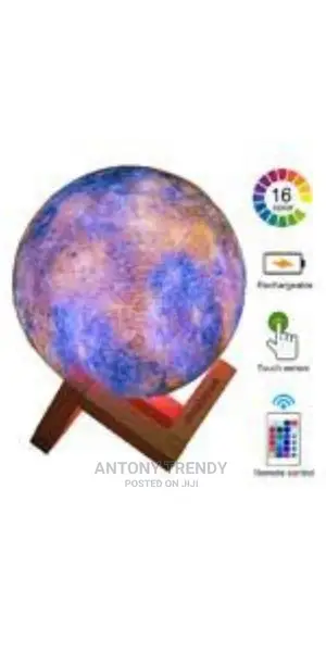 Moon Lamp, Mono Living, 16 Colors 3D Print Moon Light (7.1in