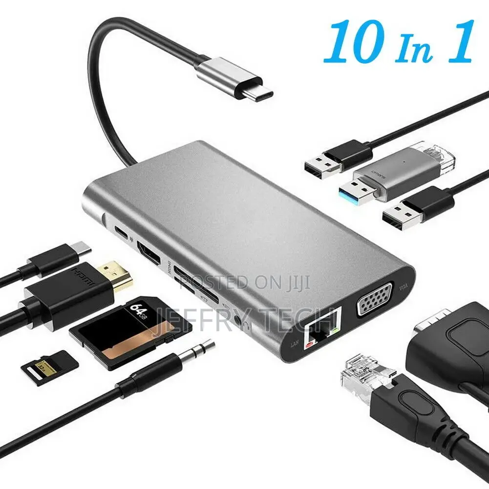 USB Type C Hub Type-C to HDMI 4K VGA Adapter RJ45 Lan Ethern