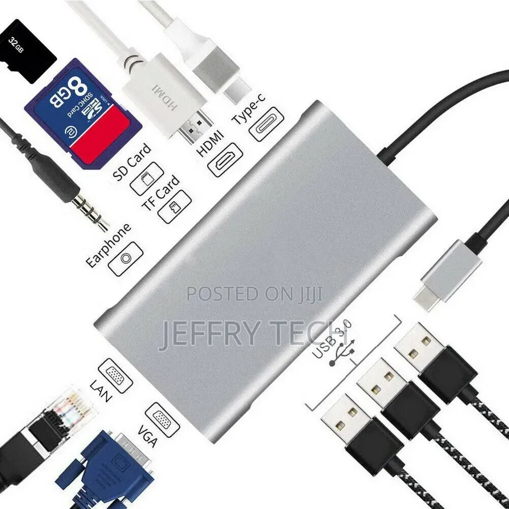 USB Type C Hub Type-C to HDMI 4K VGA Adapter RJ45 Lan Ethern