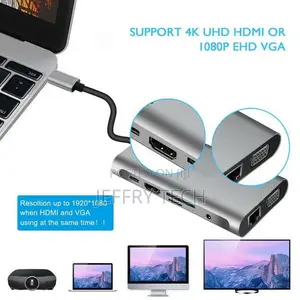 USB Type C Hub Type-C to HDMI 4K VGA Adapter RJ45 Lan Ethern