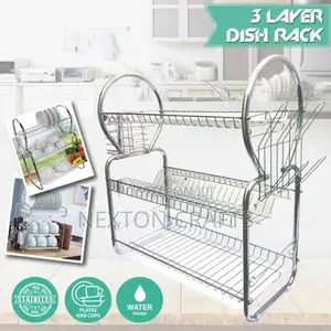 3 Layer Dish Drainer Stainless Steel Glass Holder
