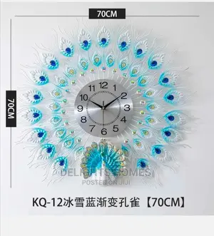 *White N Blue Peacock Clock