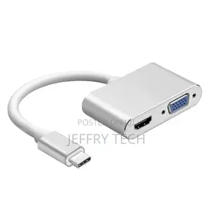 Premium 2in1 USB Type C Hub 4K HDMI VGA Display Adapter Spli