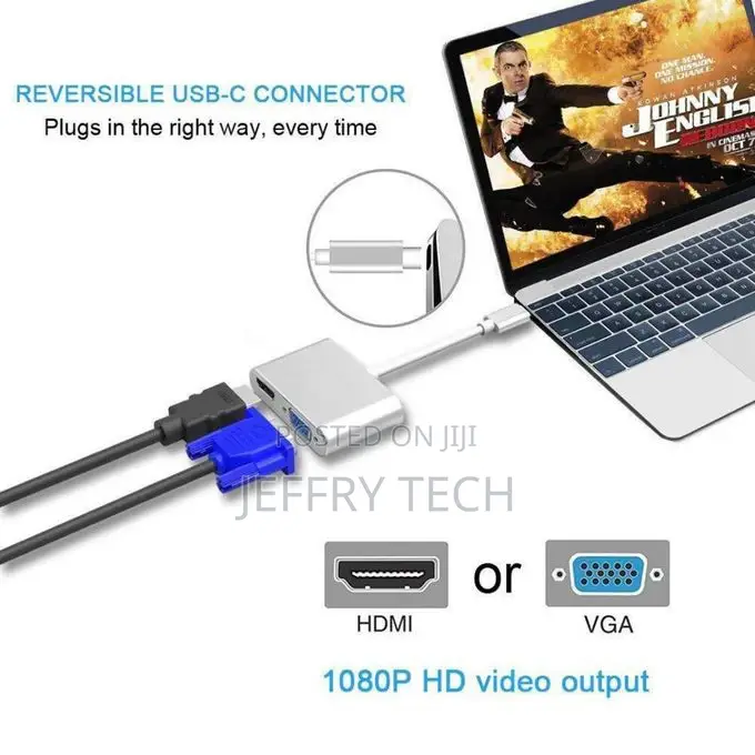 Premium 2in1 USB Type C Hub 4K HDMI VGA Display Adapter Spli