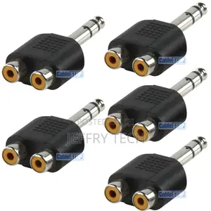 5 X 6.35mm STEREO Jack to 2x Twin RCA Phono Female Socket Au