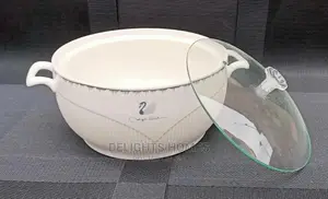 *3pc Ceramic Serving Bowls With Glass Lids