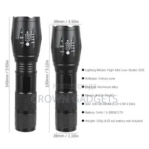 Stylish Hardcore Tactical Military XML T6 LED Flashlight Bla