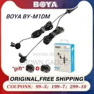 New BOYA BY-M1DM Dual Lavalier Universal Microphone With a S