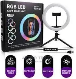 Ring Light, 13-Inch RGB Dimmable LED Ring Light With Foldabl