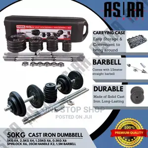 Black Plainted Steel Collar Dumbbells Barvell Set 50kg