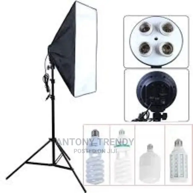 Photo Video Studio Lighting Kit 4-Socket E27 Lamp Holder Sof