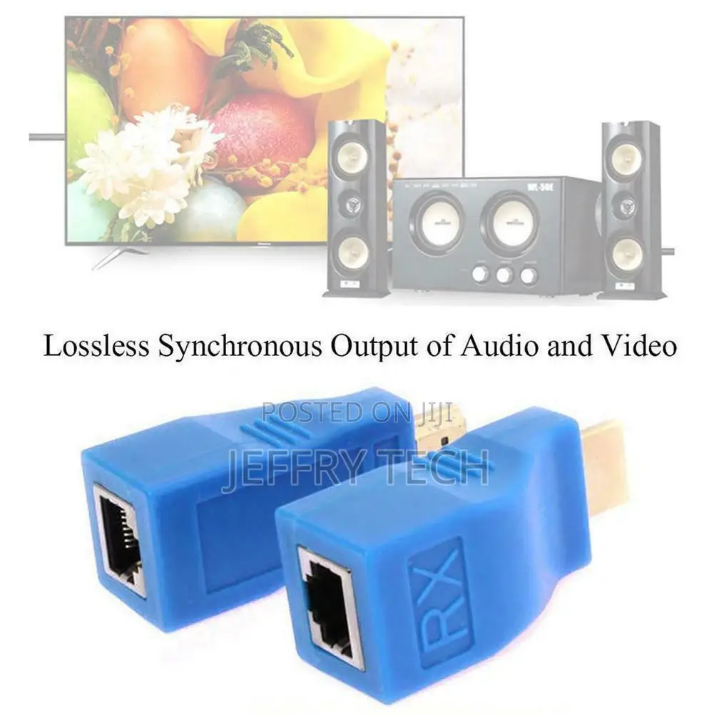 2pcs HDMI Extender to RJ45 Over Cat-5e/6 Network Ethernet Ad