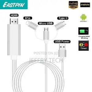 3 in 1 Hdtv Lightening Cable -Type C - Blackberry iPhone