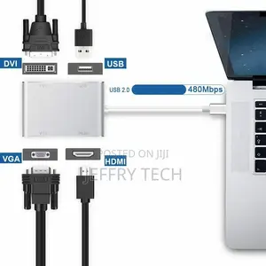 Type C to Hdmi / Vga / Dvi / Usb 2.0, 4 in 1 Multiport Ad