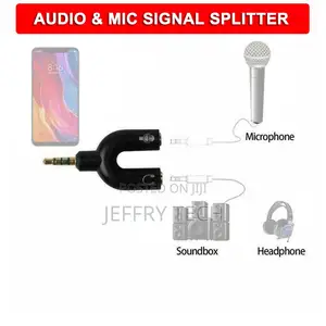 3.5mm AUX Audio Mic Splitter Earphone Headphone Laptop Adapt