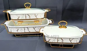 3pcs Rectangular Ceramic Food Warmers