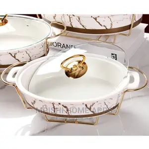 3pcs Ceramic Food Warmer Oval