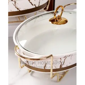3pcs Ceramic Food Warmer Oval