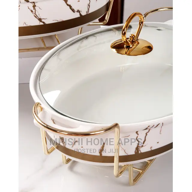 3pcs Ceramic Food Warmer Oval