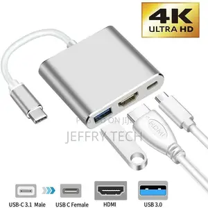 3.0 USB HUB 3 In1 Type C to USB-C 4K HDMI Powered Adapter Ca