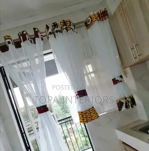 Custom Made Sheer Curtains Set for Standard Kitchen Windows