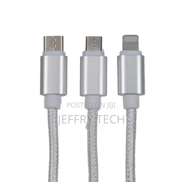 USB 2.0 to Micro USB + Type C + Lightning Cable Sync