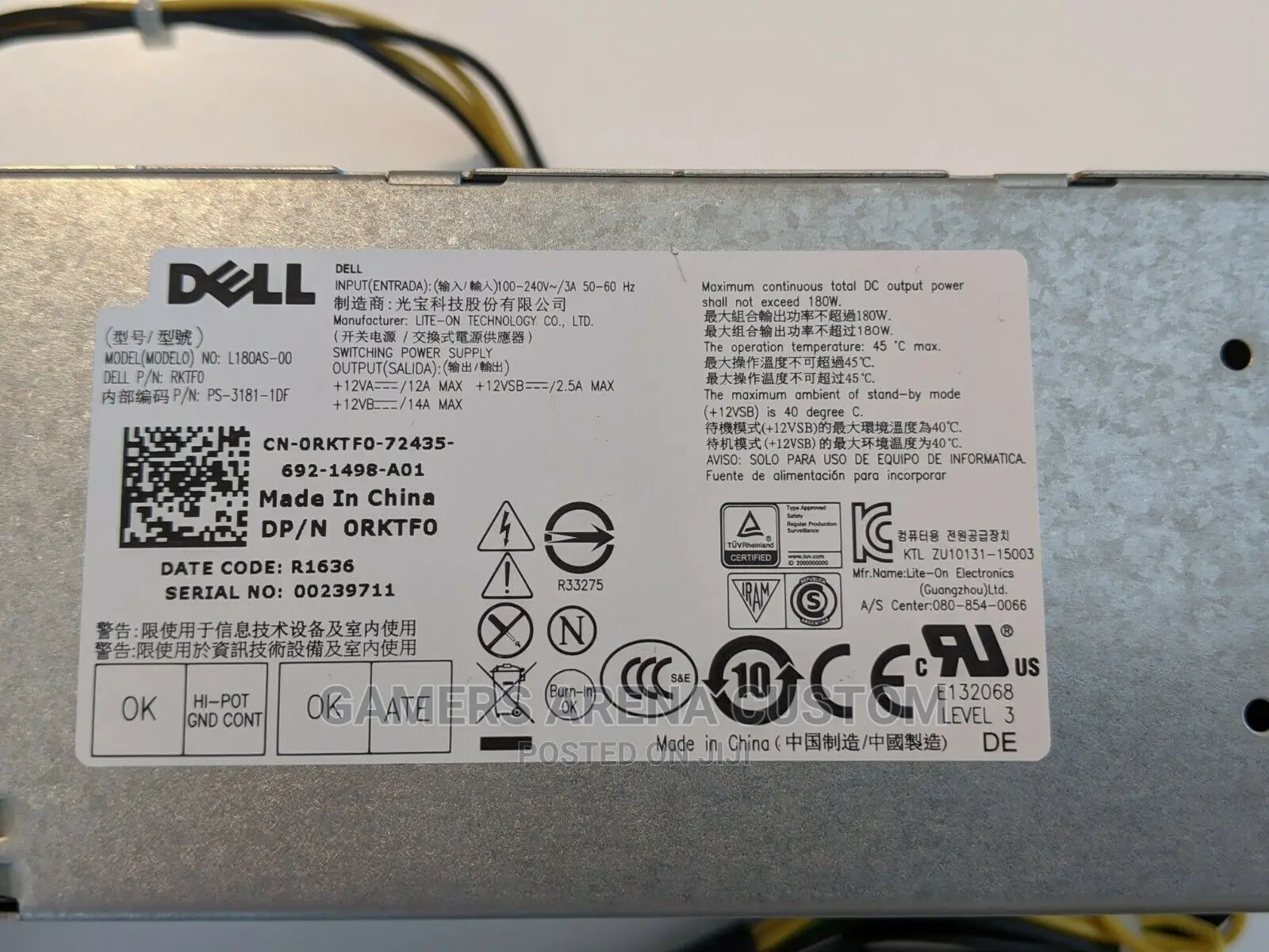 Dell Optiplex PSU 3040 5040 7040 3650 3656 180W Power Supply