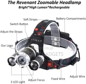 Bright Headlight 3 CREE T6 With Charger for Hiking Camping