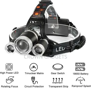Zoom Cree 30000lumens 3X Xml T6 LED Bright Headlamp