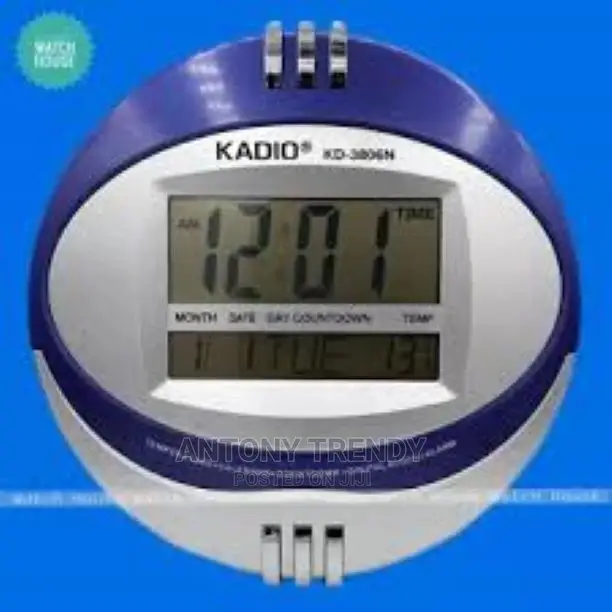 Kadio Plastic Wall Mount and Table Temperature Display Clock