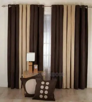 Brown and Beige Blended Elegant Linen Curtains