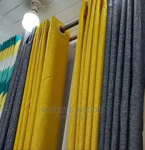 Mustard and Grey Linen Curtains