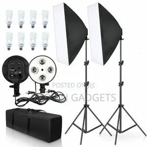 4 In1 E27 Lamp Holder Double Softbox Light Stand Photography