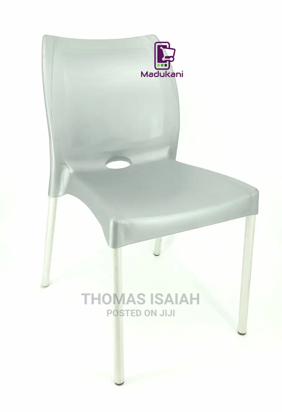 2pcs Pair Grey Strong Armless Comfortable Plastic Chair With