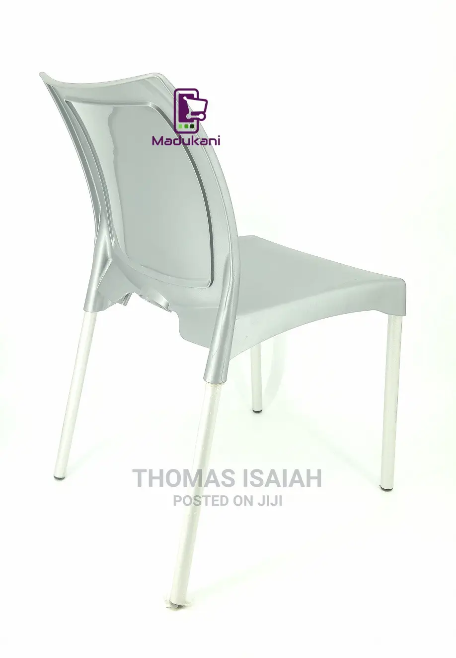 2pcs Pair Grey Strong Armless Comfortable Plastic Chair With