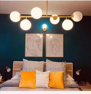 Brass and Glass Chandelier-7 Bulbs*