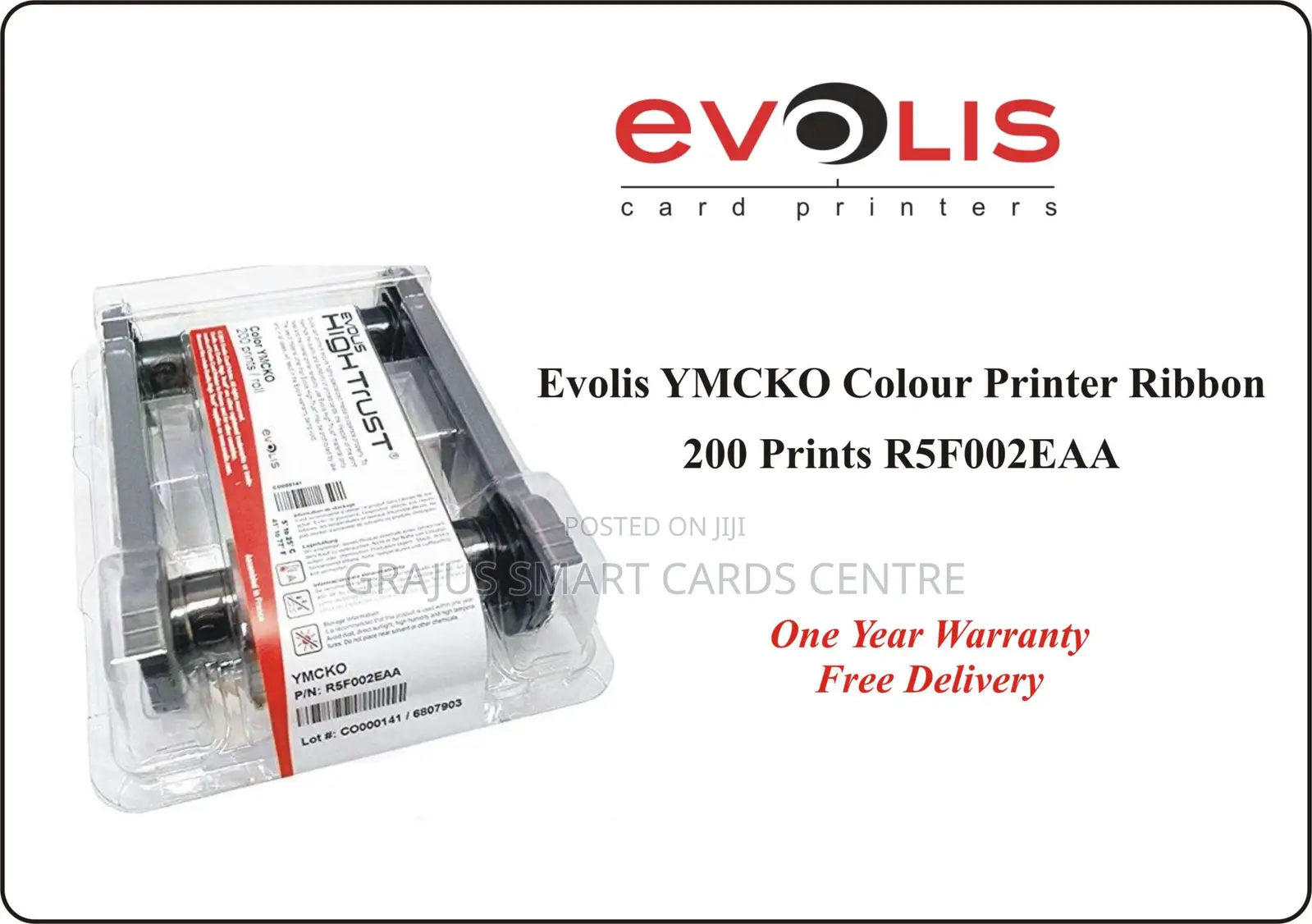 Evolis YMCKO Colour Ribbon 200 Prints R5f002eaa- Available