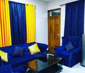 Yellow and Navy Blue Curtains